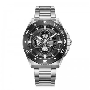 Alexandre Christie AC 6679 Silver Black Ring Steel MCBTBBA